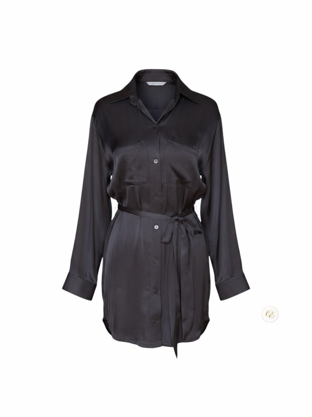 Stillwater Black Shirt Dress | Tie Waist | Long Sleeve | Size XS | NWT - Picture 3 of 6
